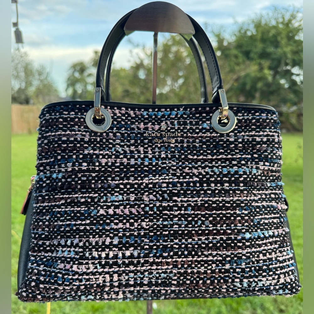 Kate Spade Carey Tweed Sullivan Satchel With Detachable Crossbody Strap - Picture 3 of 11